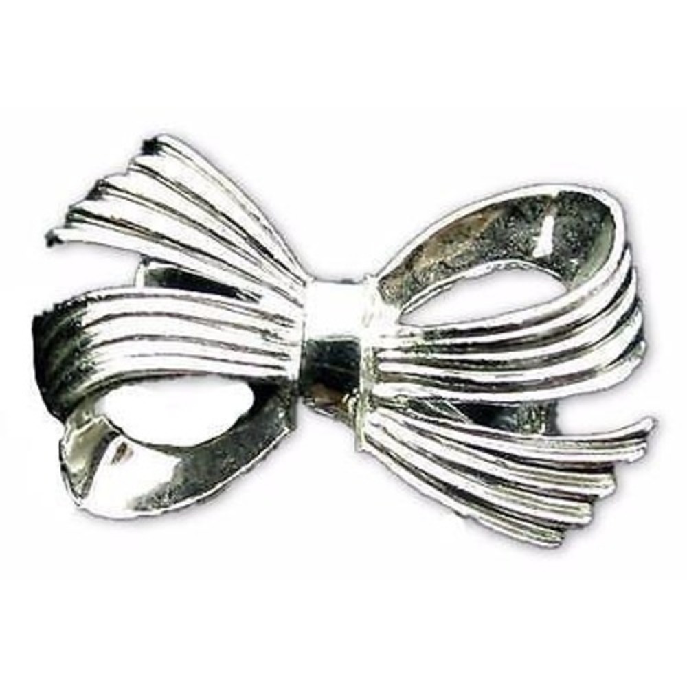 Vintage Gerry's Shiny Small Silver Plated Bow Designer Signed Pin Brooch